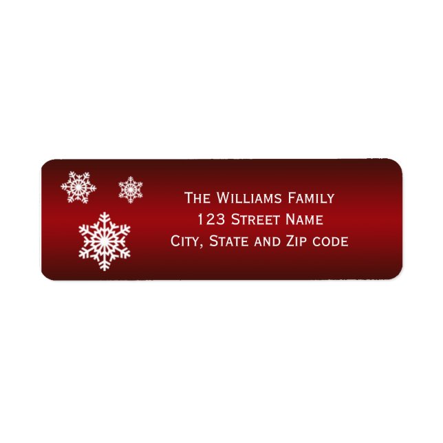 Red and White Trio of Snowflakes Return Address Label (Front)
