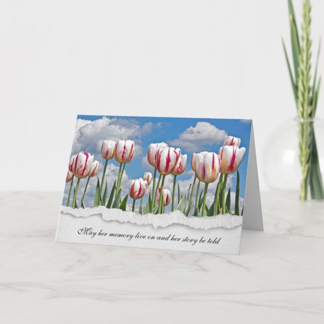 red and white tulips sympathy card (Front)