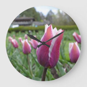 Red and White Tulips Wall Clock