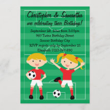 Red and White Twins Soccer Birthday Party