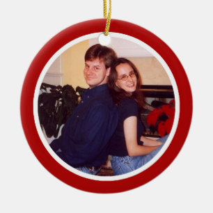 Red and White - Two Sided Ceramic Ornament