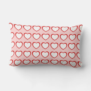 Red and White Valentine Hearts Lumbar Pillow