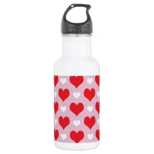 Red and white valentine hearts pattern 532 ml water bottle
