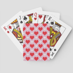 Red and white valentine hearts pattern playing cards