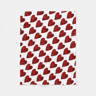 Red and white Valentines Day hearts Fleece Blanket