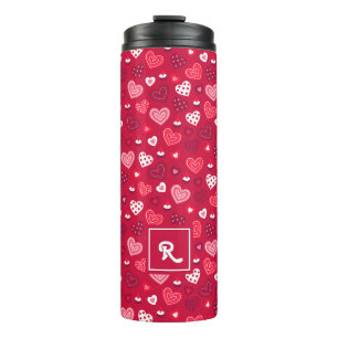 Red and white Valentine's hearts pattern Thermal Tumbler