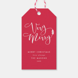 Red and White Verry Merry Christmas Gift Tags