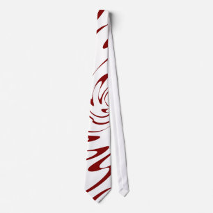Red and White Wave Swirl Decorative Art Tie