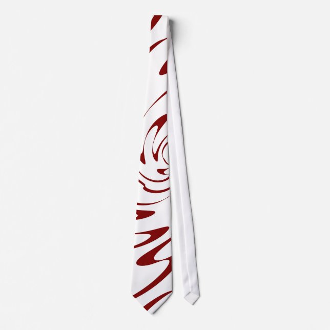Red and White Wave Swirl Decorative Art Tie (Front)