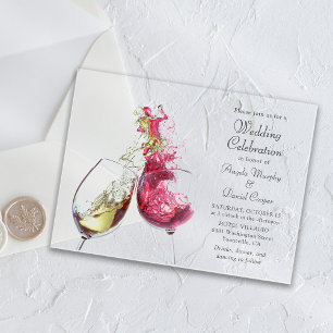 Red and White Wine Dance Wedding Celebration Acrylic Invitations