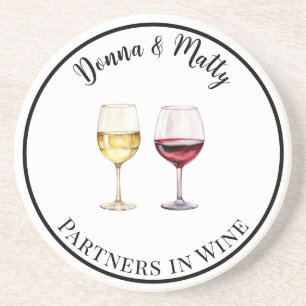 Red and White Wine Partners in Wine Drink Coaster