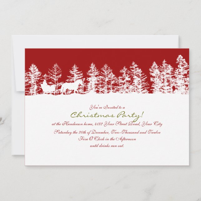 Red and White Winter Christmas Party Invitation (Front)