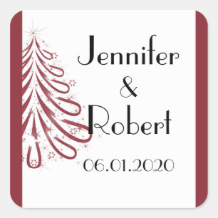 Red and White Winter Wedding Envelope Seal