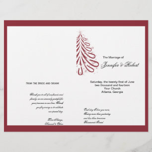 Red and White Winter Wedding Program