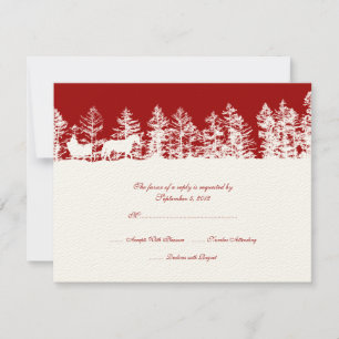 Red and White Winter Wedding RSVP Card