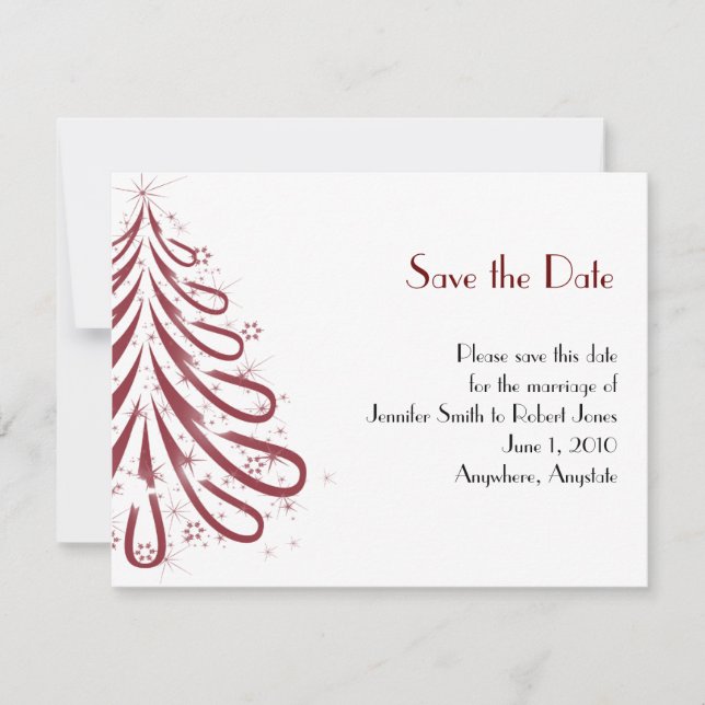 Red and White Winter Wedding Save the Date (Front)