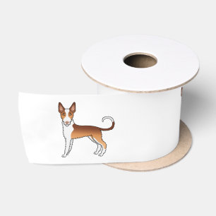 Red And White Wire Haired Ibizan Hound Cartoon Dog Satin Ribbon