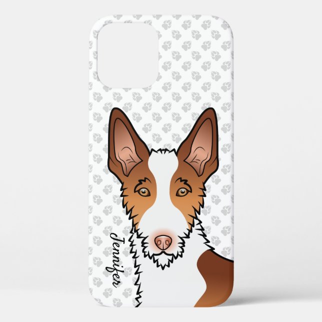 Red And White Wire Haired Ibizan Hound Dog & Name Case-Mate iPhone Case (Back)