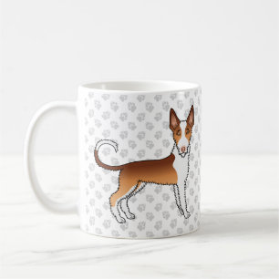 Red And White Wire Haired Ibizan Hound Dog & Paws Coffee Mug