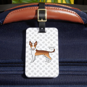 Red And White Wire Haired Ibizan Hound Dog & Paws Luggage Tag
