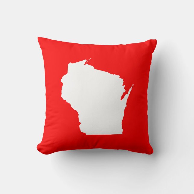 Red and White Wisconsin Cushion (Front)