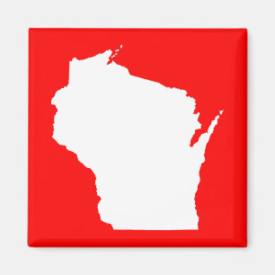 Red and White Wisconsin Magnet