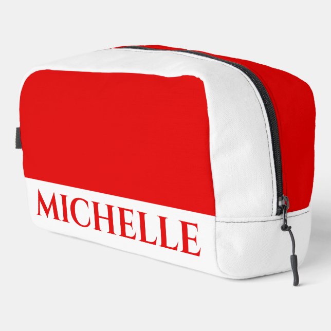 Red and White with Name Dopp Kit (Right Corner)