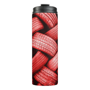 Red and white wooden sticks thermal tumbler