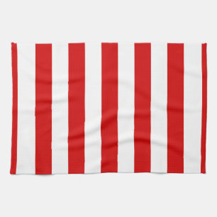 Red and White XL Stripes Pattern Tea Towel