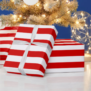 Red and White XL Stripes Pattern Wrapping Paper
