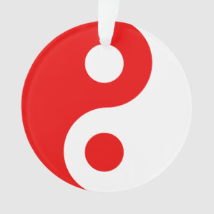 Red and White Yin Yang Symbol Ornament