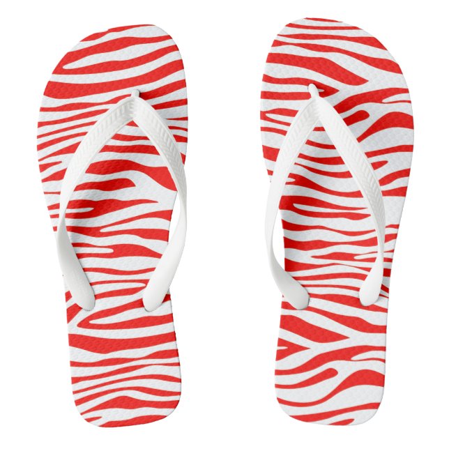 Red and White Zebra  Thongs (Footbed)