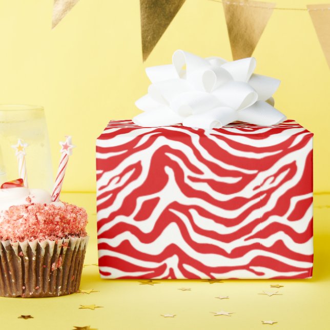 Red and white zebra wrapping paper (Birthday Party)