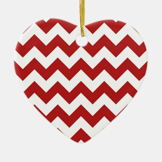 Red and White Zigzag Ceramic Ornament (Front)