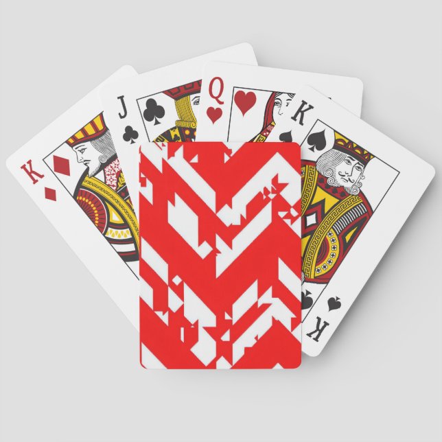 Red and white zigzag patterns playing cards (Back)