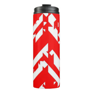 Red and white zigzag patterns thermal tumbler