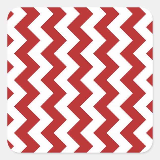 Red and White Zigzag Square Sticker (Front)
