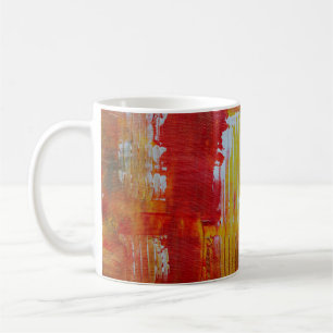 Red and yellow abstract painting coffee mug