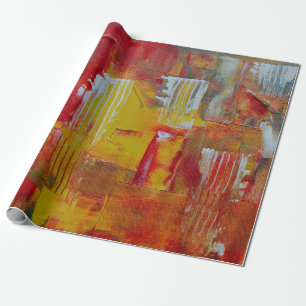 Red and yellow abstract painting wrapping paper