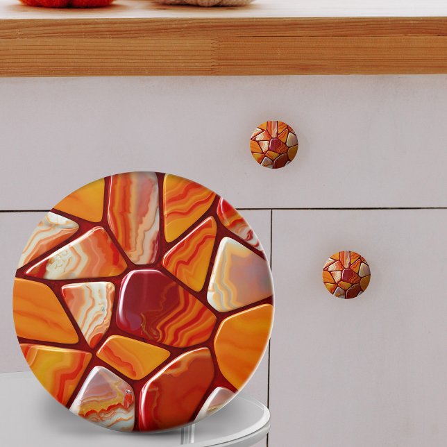 Red and Yellow agate stones mosaic Ceramic Knob (Creator Uploaded)