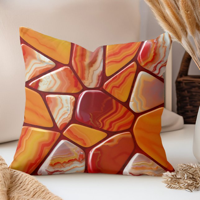 Red and Yellow agate stones mosaic Cushion (Creator Uploaded)