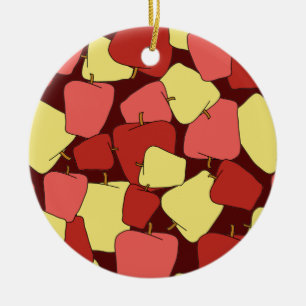 Red and Yellow Apples Pattern  Canvas Print Ceramic Ornament