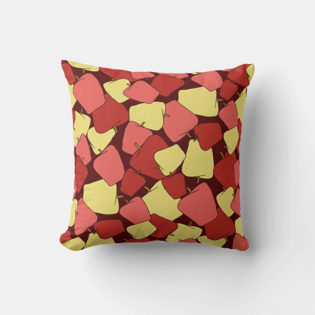 Red and Yellow Apples Pattern Throw Pillow (Front)
