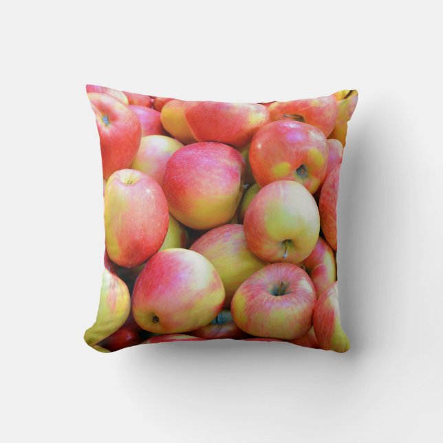 Red and yellow apples print throw pillow (Front)