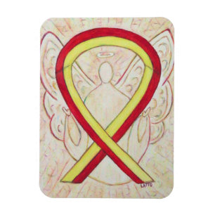 Red and Yellow Awareness Ribbon Angel Magnet Gift