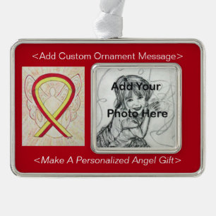 Red and Yellow Awareness Ribbon Angel Ornament