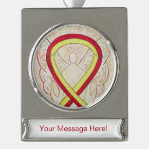 Red and Yellow Awareness Ribbon Angel Ornament