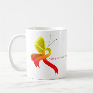 Red and Yellow Awareness Ribbon Butterfly Coffee Mug