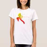 Red and Yellow Awareness Ribbon Butterfly T-Shirt
