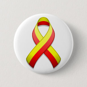 Red and Yellow Awareness Ribbon Button